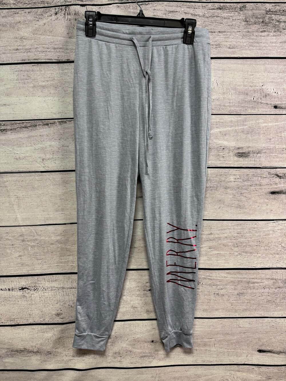 NWOT Ladies Rae Dunn Gray Merry Lounge Pants - Small